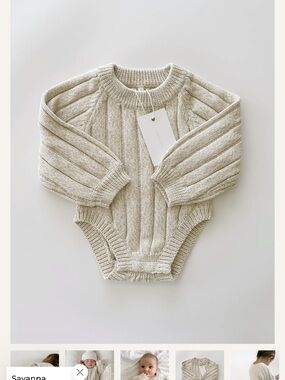 Wide Ribbed Knit Onesie ‘Oatmeal’ 0-6 months